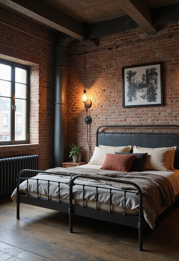 21 Transformaciones de Habitaciones Que Te Dejarán Sin Palabras (¡No Te Pierdas el #12!) - 3. Dormitorio Industrial con Estilo Chic