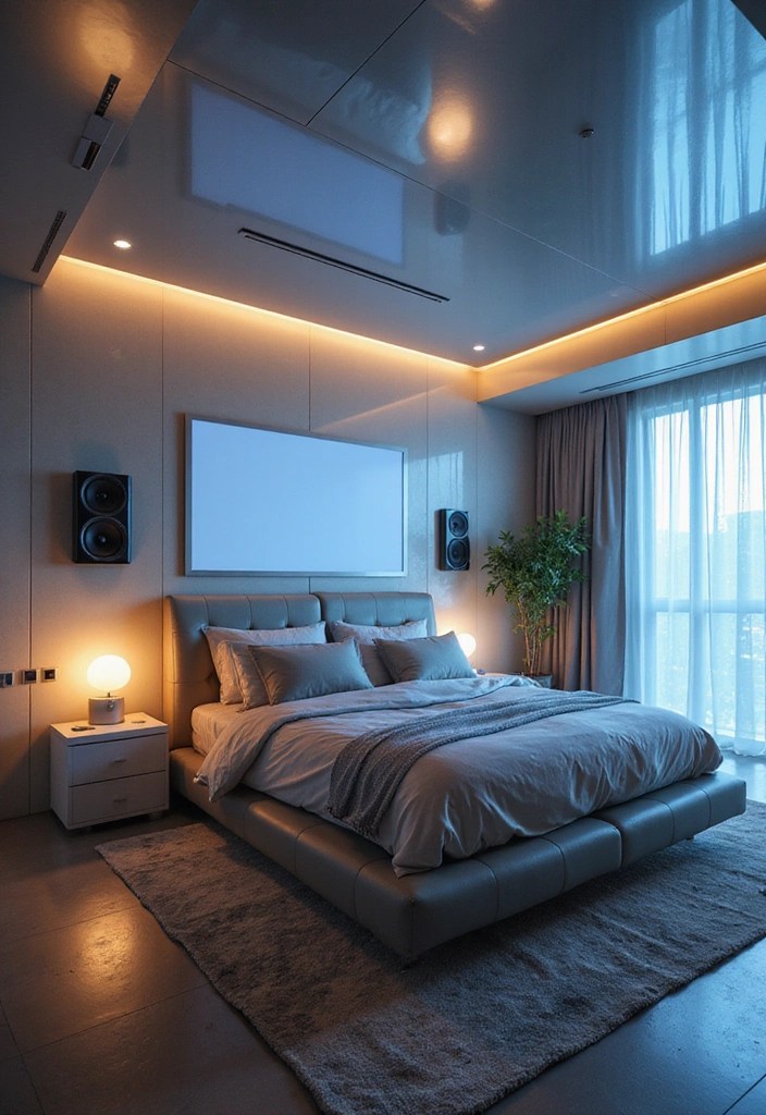 21 Transformaciones de Habitaciones Que Te Dejarán Sin Palabras (¡No Te Pierdas el #12!) - 8. Dormitorio Futurista con Tecnología Integrada